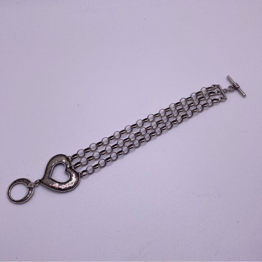 Rare SILPADA Sterling Silver Rolo Link Heart Toggle clasp Bracelet